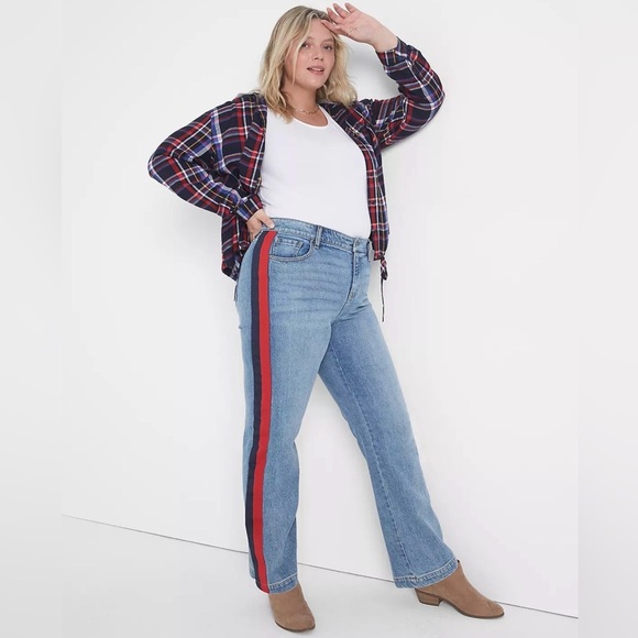 LB Jean Light with Red Blue Side Stripe NWOT - Picture 3 of 7